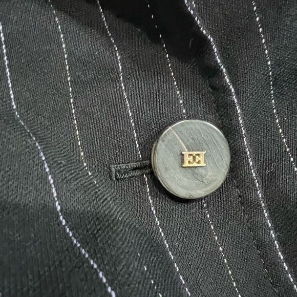 Escada Black Pinstriped Two Button Closure Blazer 42 12 L - Picture 7 of 13